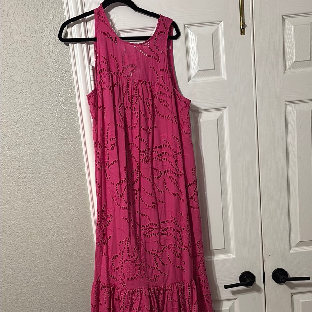 Pink Anthropologie Sleeveless Eyelet Dress
